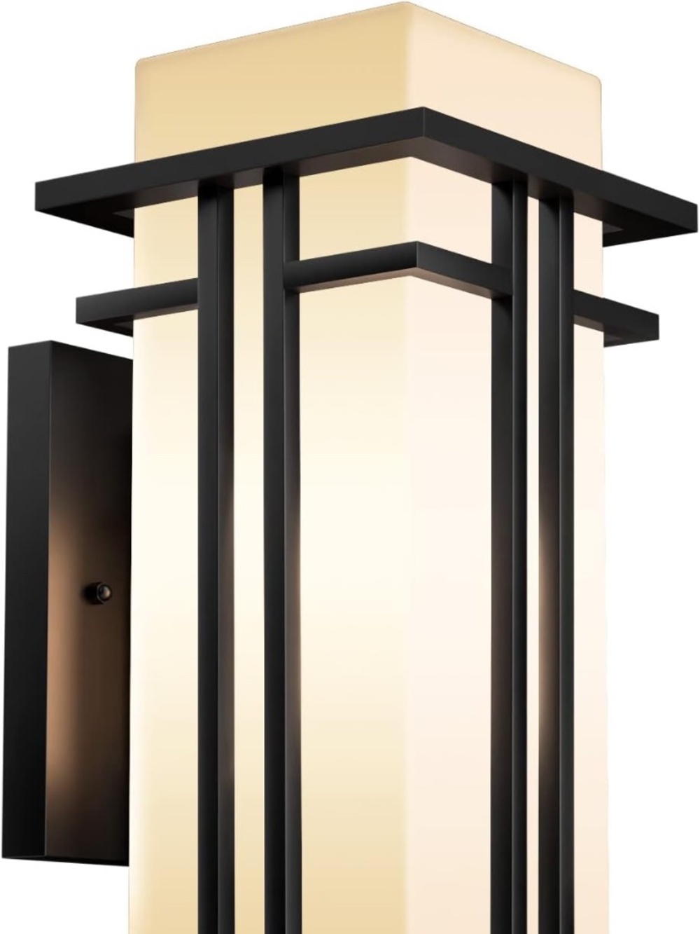 17" Modern Outdoor Wall Light – Black Aluminum & Frosted Glass